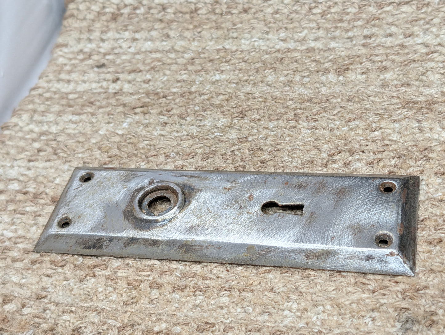 2 1/4" x 7" Antique Steel Door Knob Plate