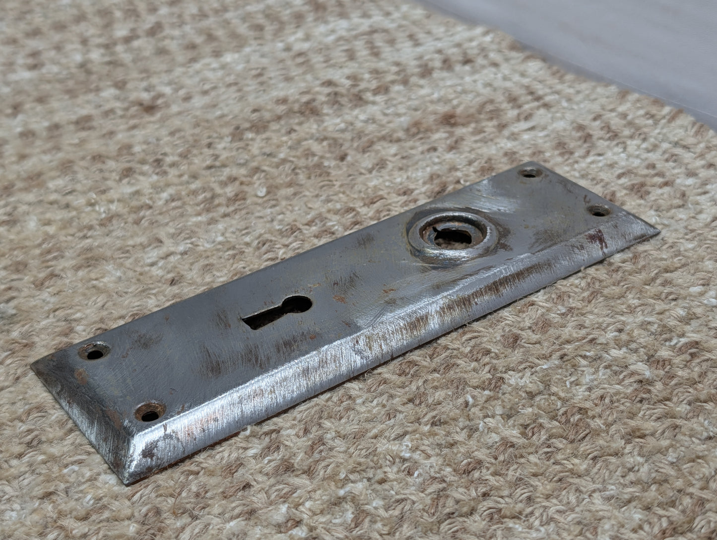 2 1/4" x 7" Antique Steel Door Knob Plate