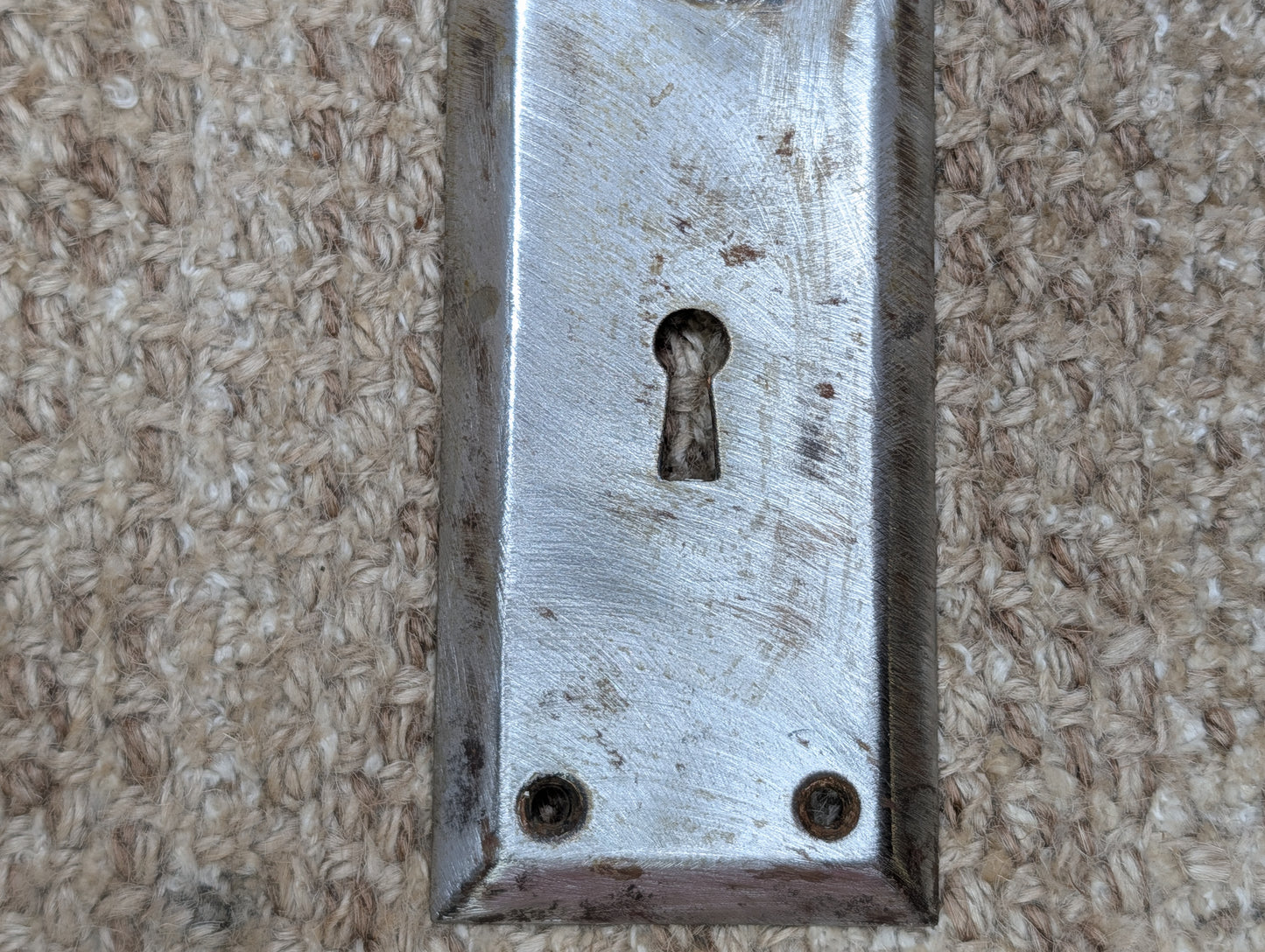2 1/4" x 7" Antique Steel Door Knob Plate