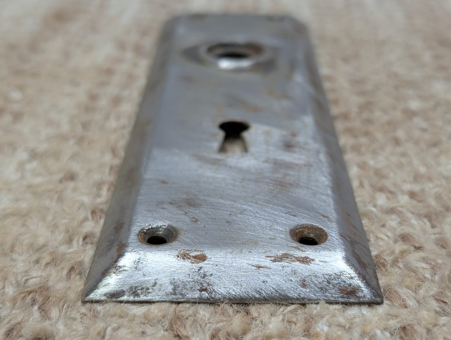 2 1/4" x 7" Antique Steel Door Knob Plate