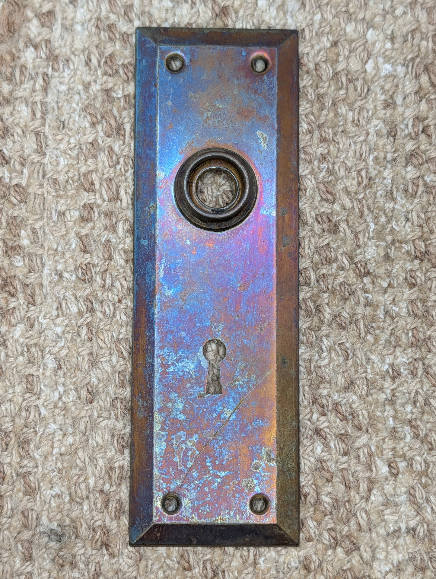 2 1/4" x 7" Antique Steel Door Knob Plate