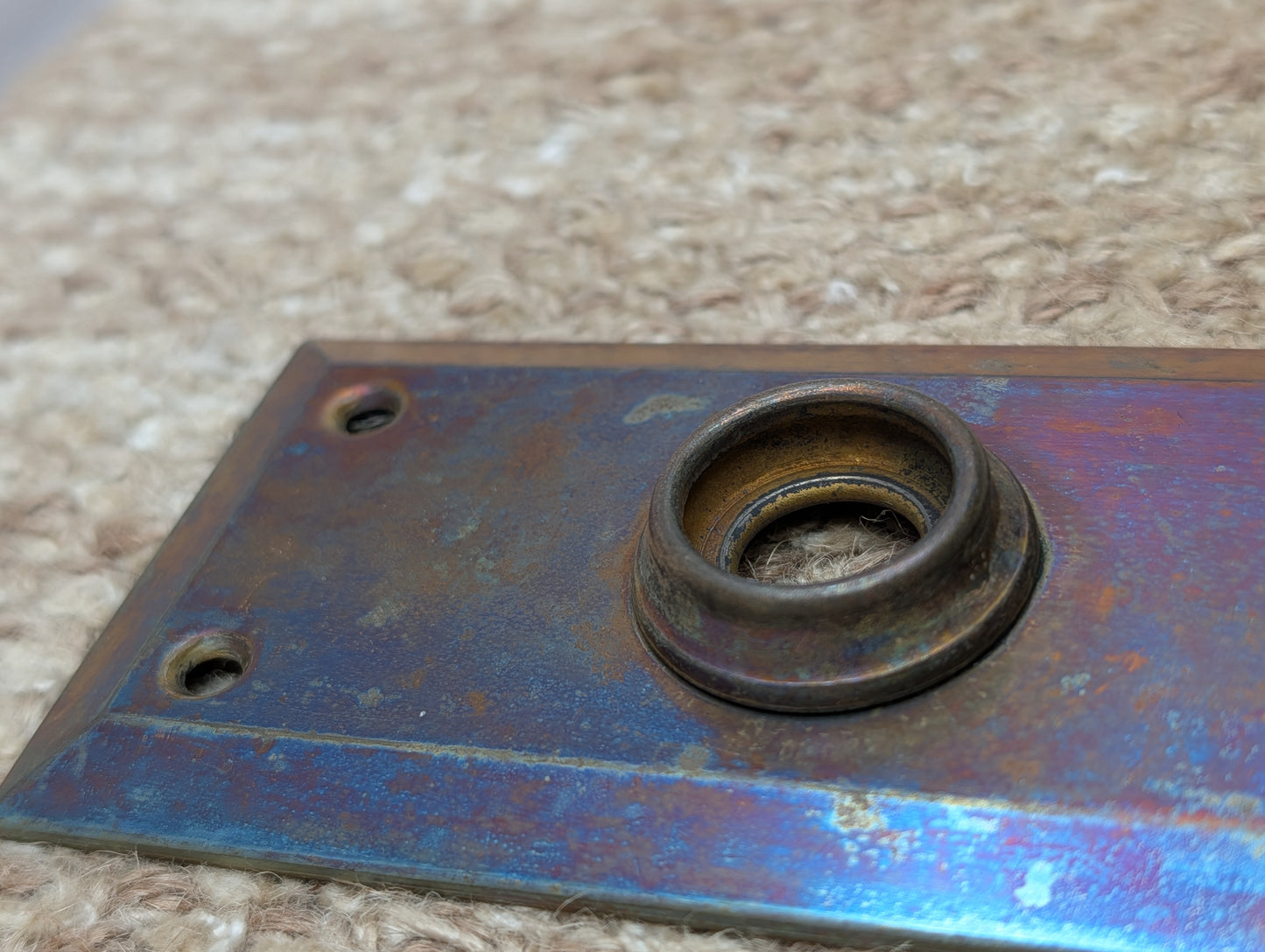 2 1/4" x 7" Antique Steel Door Knob Plate