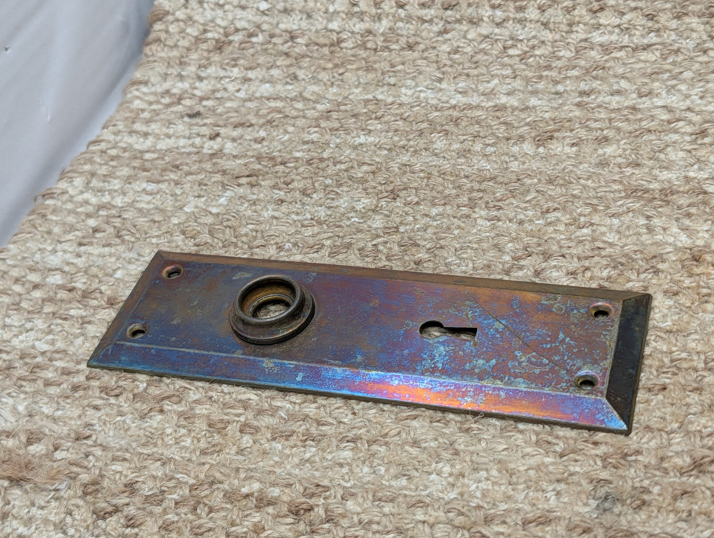 2 1/4" x 7" Antique Steel Door Knob Plate