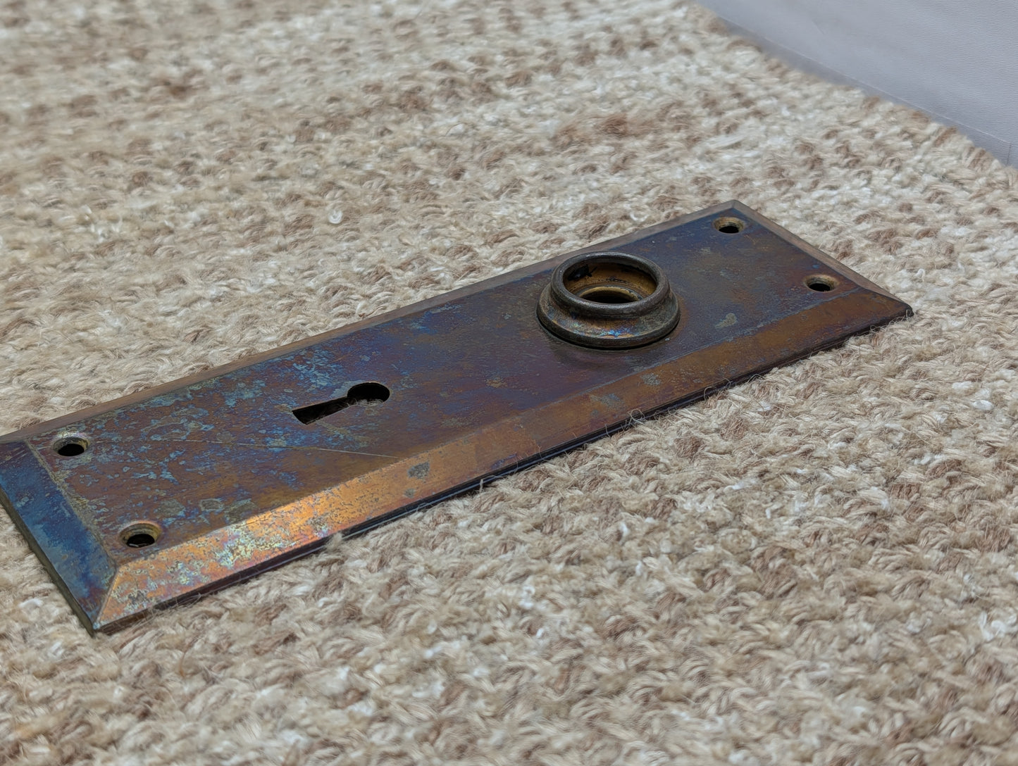 2 1/4" x 7" Antique Steel Door Knob Plate