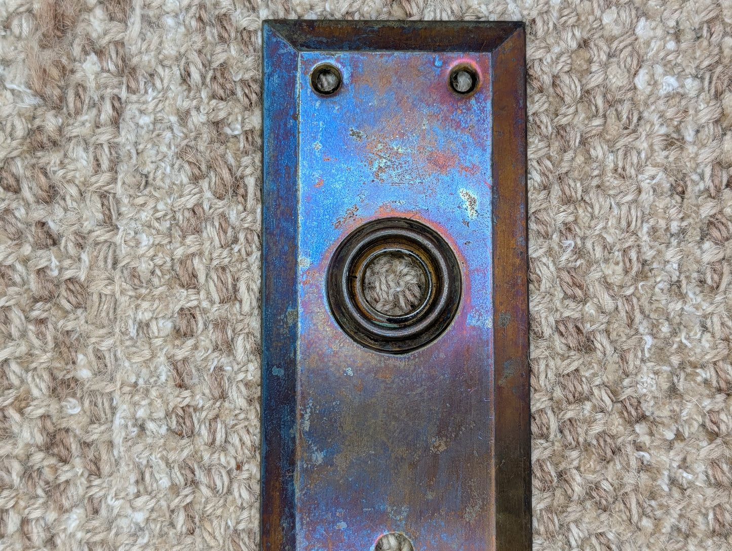2 1/4" x 7" Antique Steel Door Knob Plate