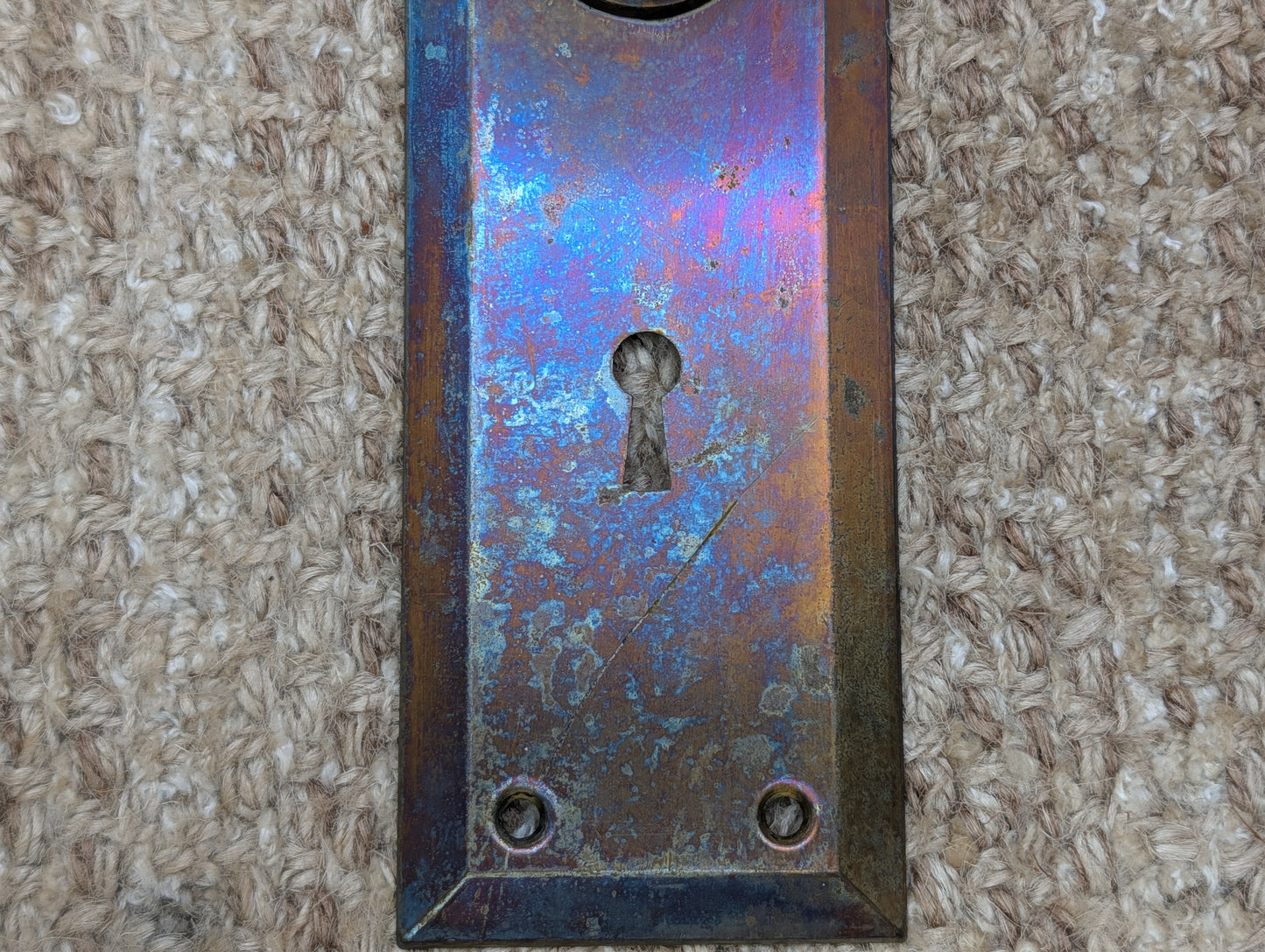 2 1/4" x 7" Antique Steel Door Knob Plate