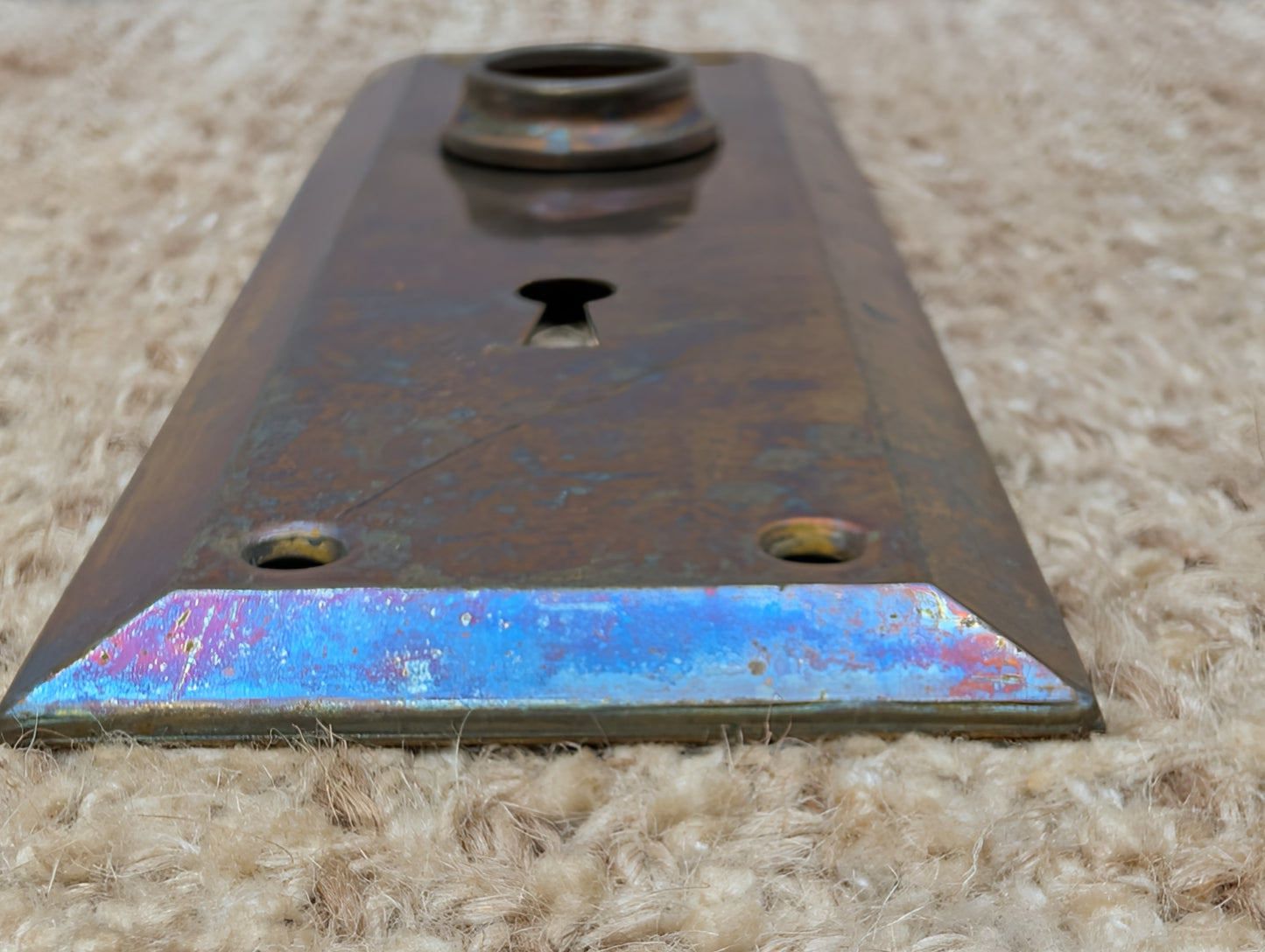 2 1/4" x 7" Antique Steel Door Knob Plate