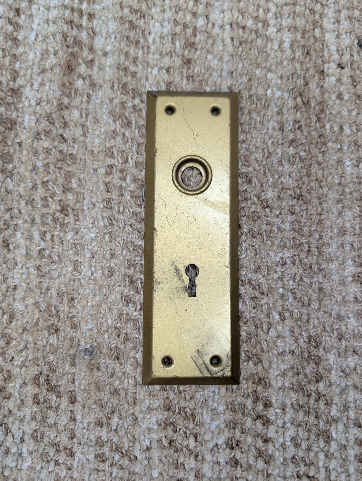 2 1/4" x 7" Antique Brass Plated Steel Door Knob Plate