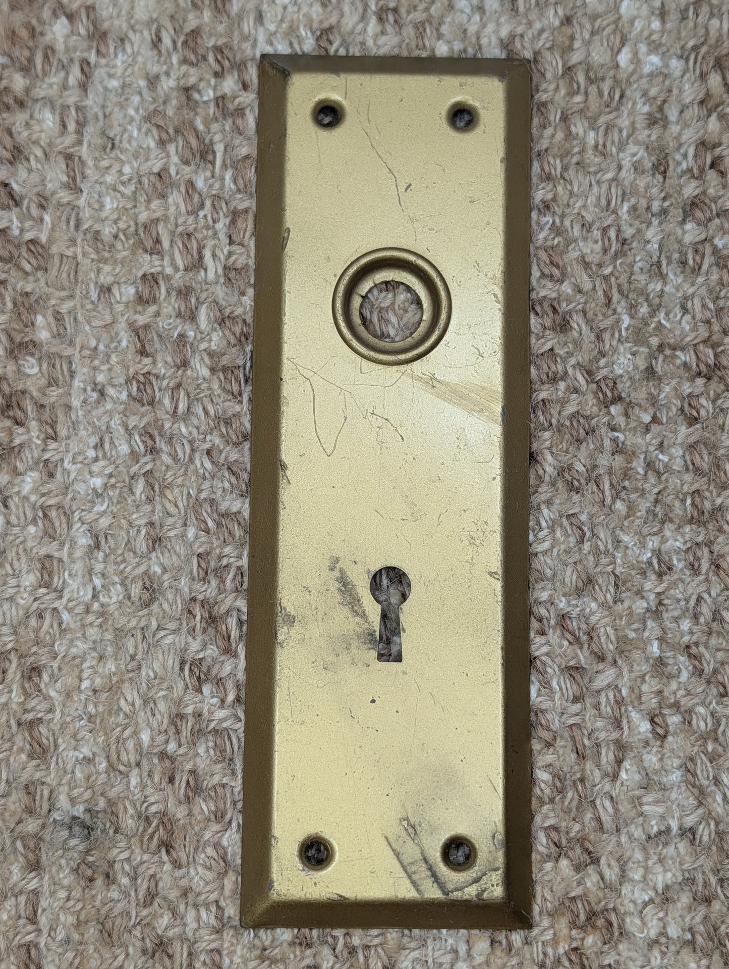 2 1/4" x 7" Antique Brass Plated Steel Door Knob Plate