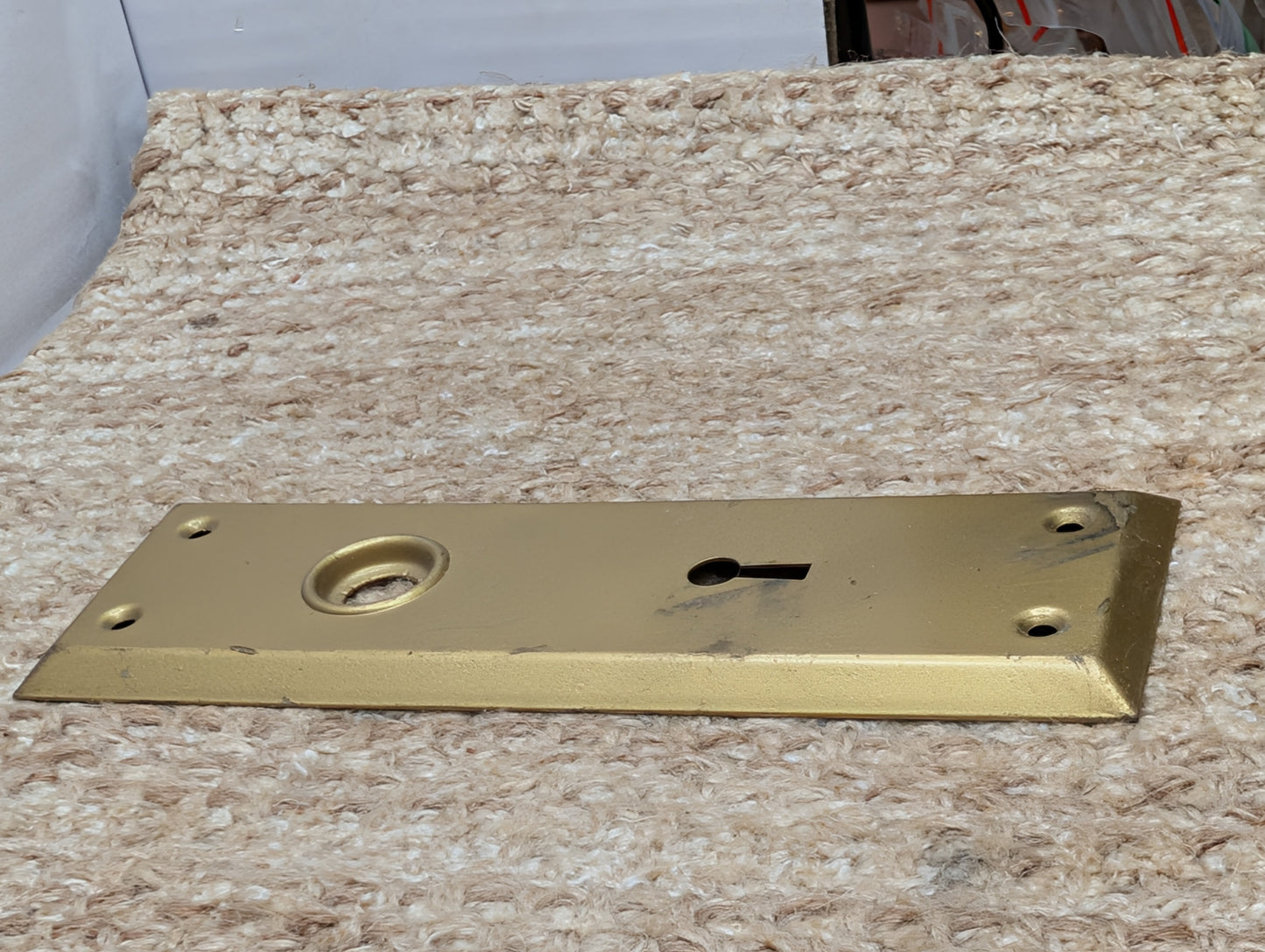 2 1/4" x 7" Antique Brass Plated Steel Door Knob Plate
