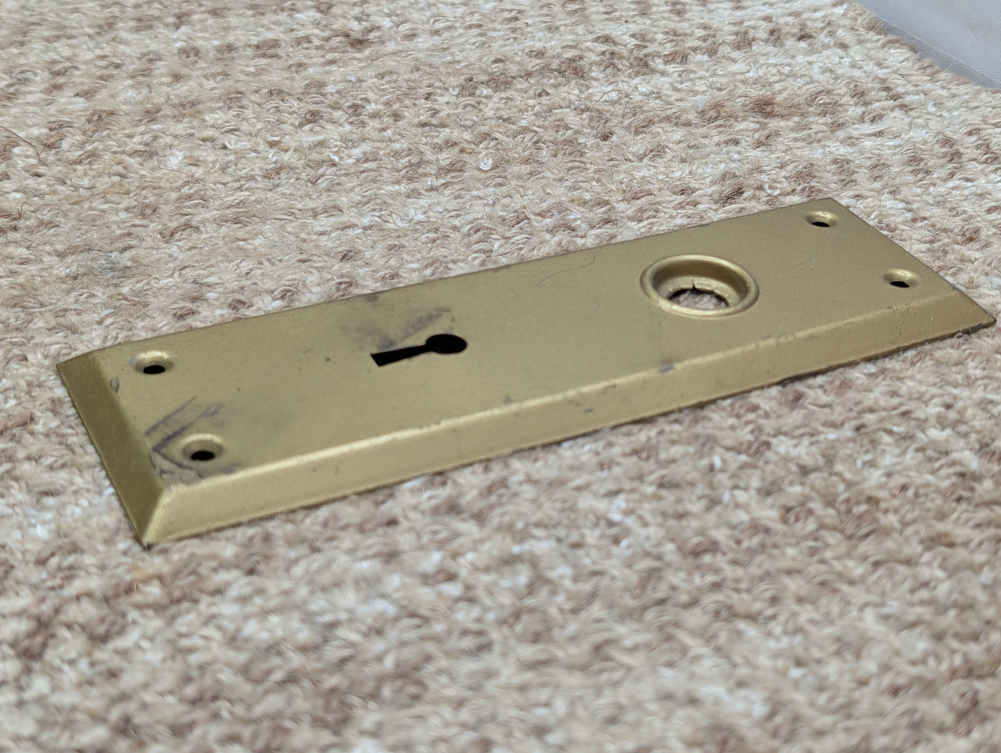 2 1/4" x 7" Antique Brass Plated Steel Door Knob Plate