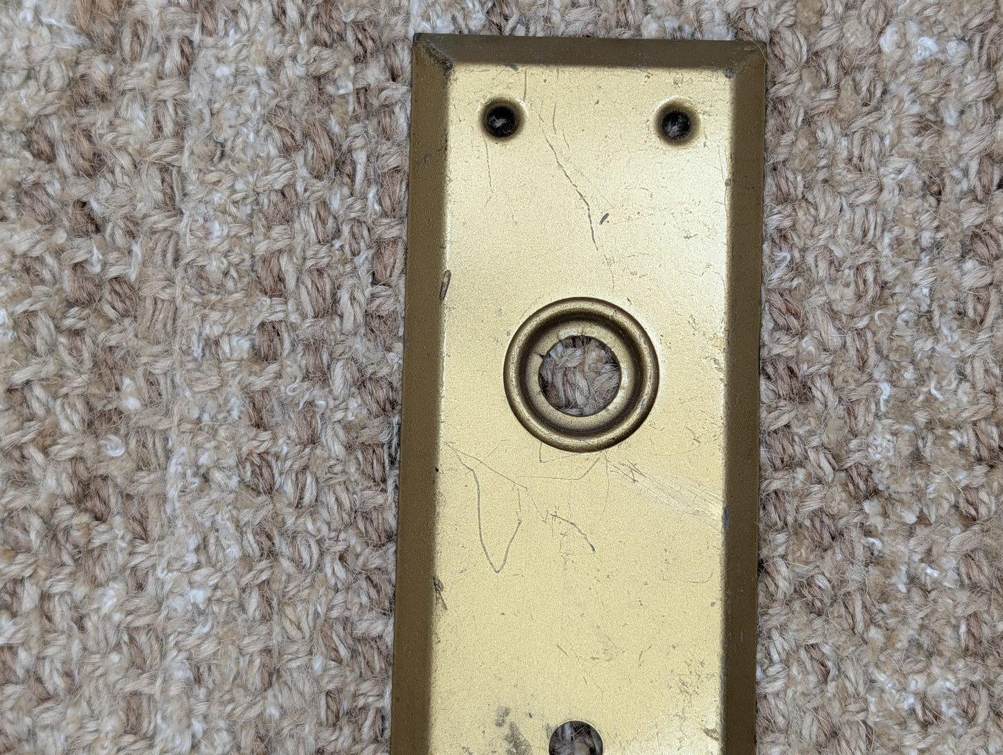 2 1/4" x 7" Antique Brass Plated Steel Door Knob Plate