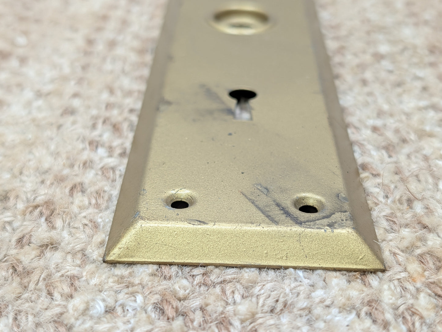 2 1/4" x 7" Antique Brass Plated Steel Door Knob Plate
