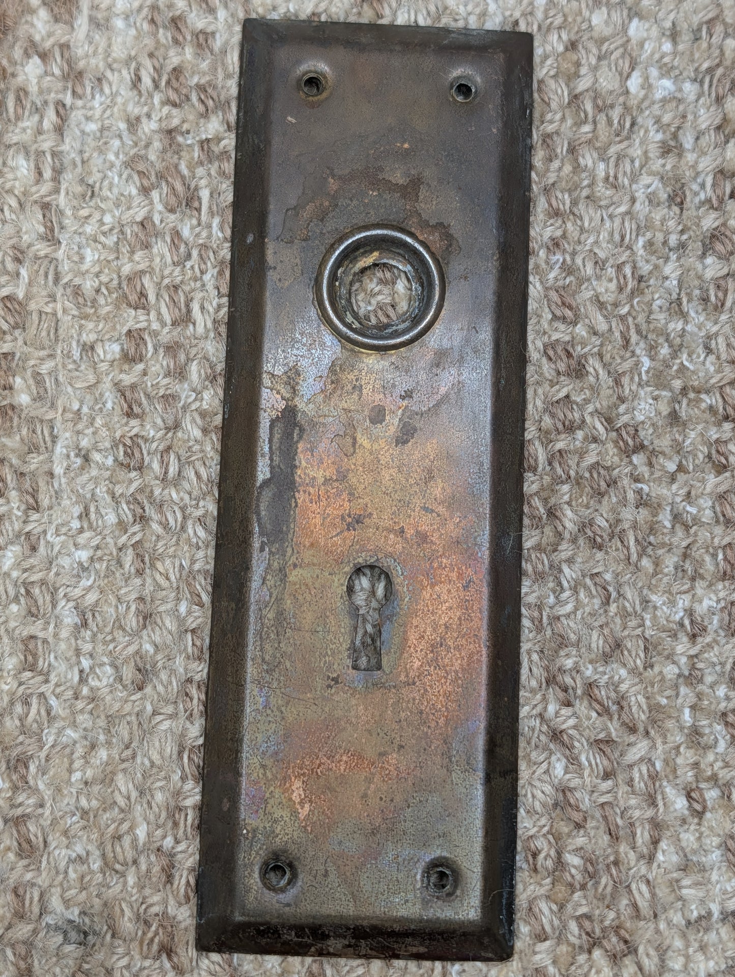 2 1/4" x 7" Antique Steel Door Knob Plate