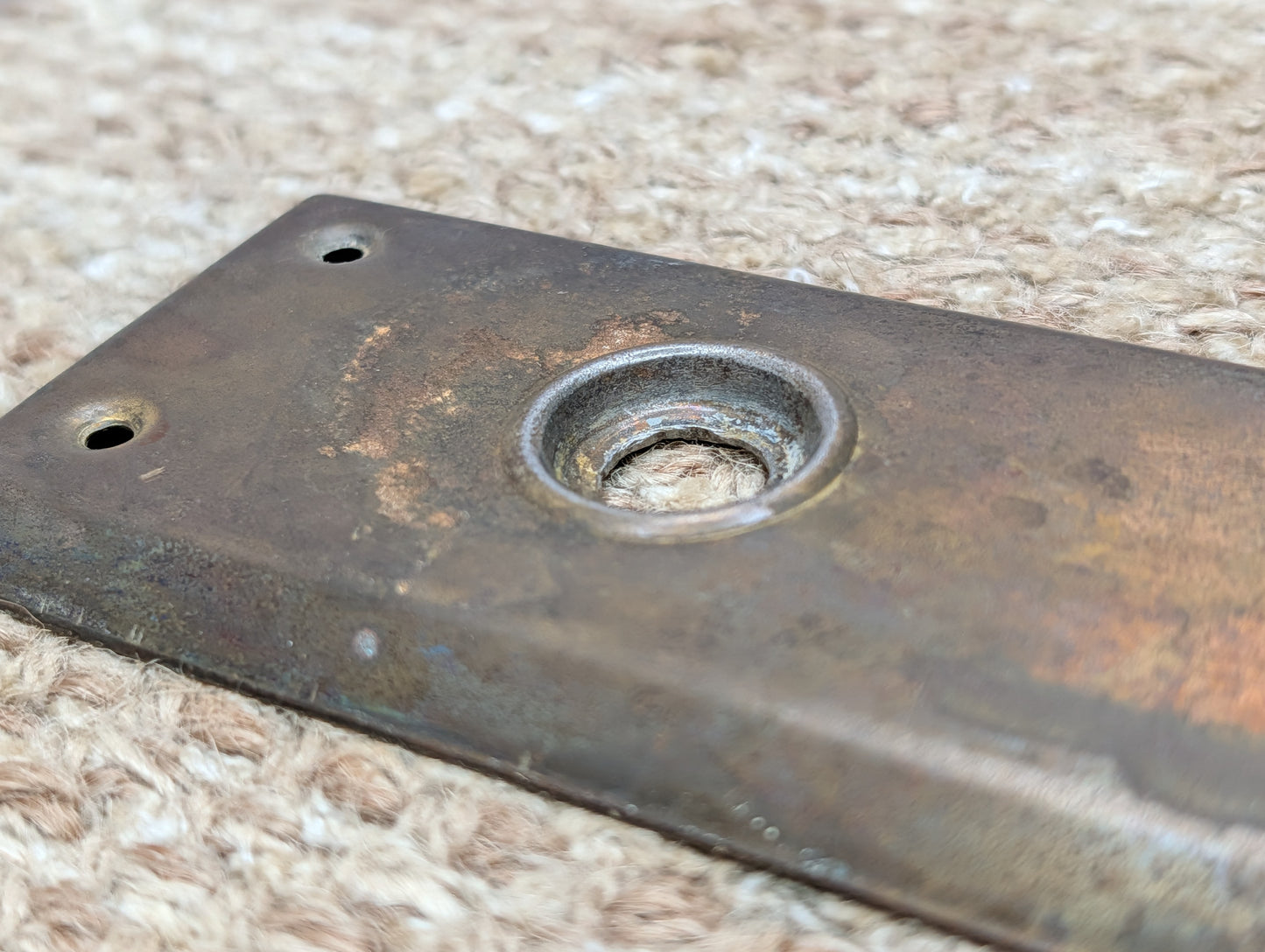 2 1/4" x 7" Antique Steel Door Knob Plate