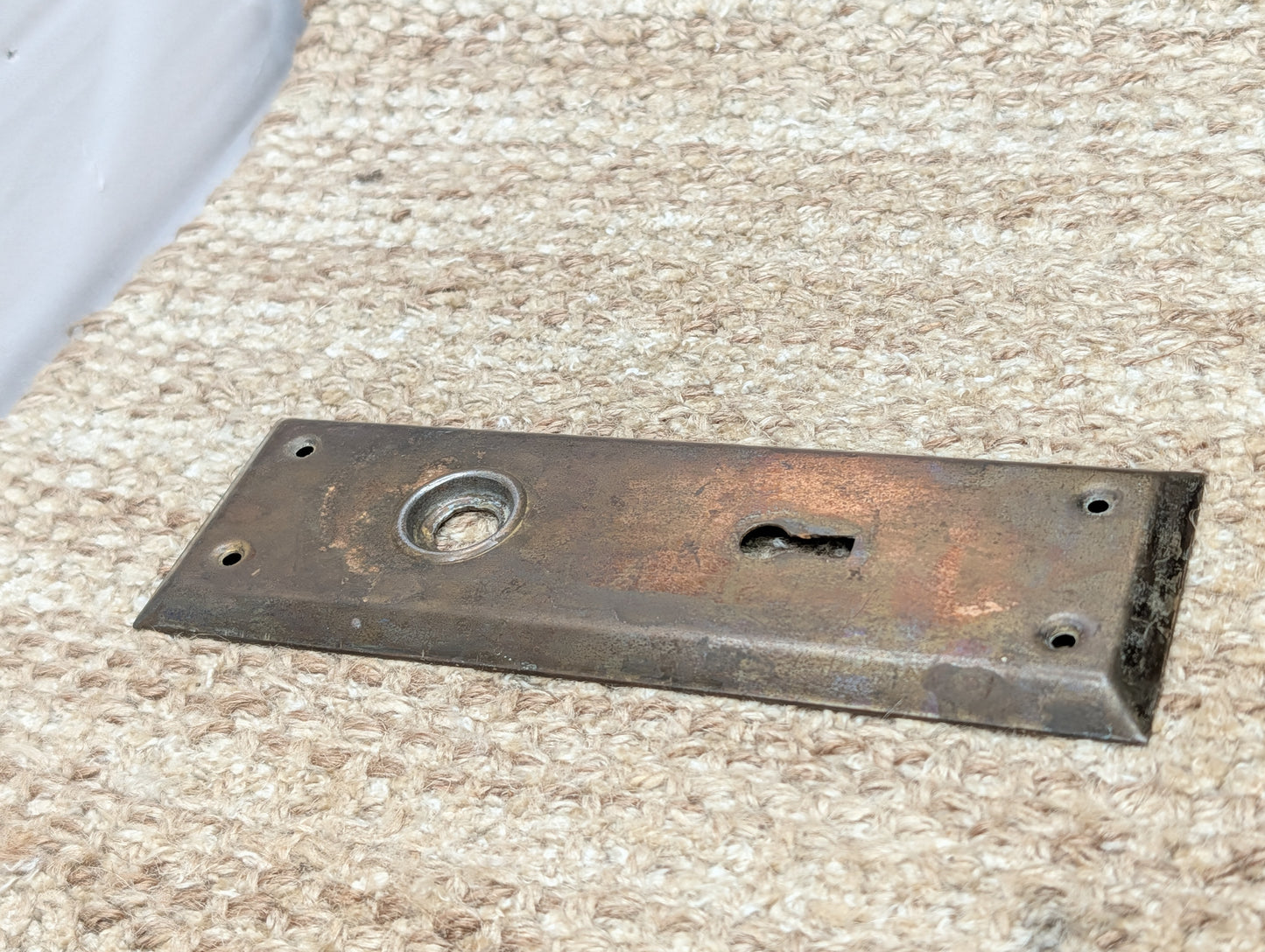 2 1/4" x 7" Antique Steel Door Knob Plate