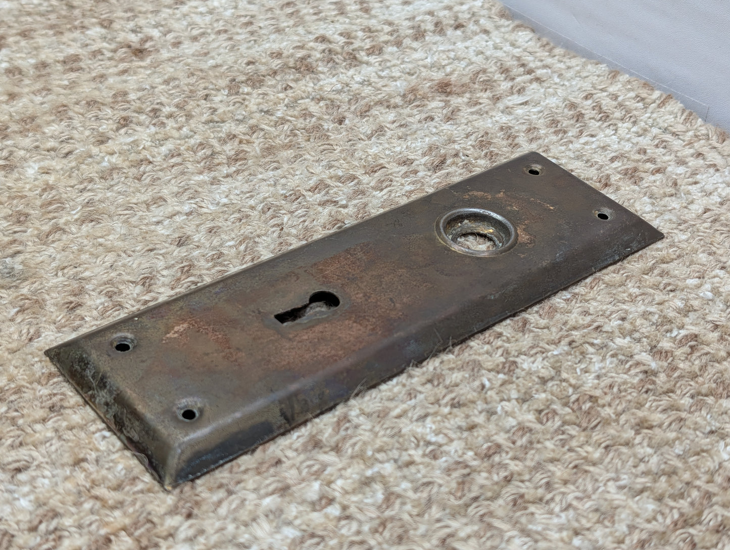 2 1/4" x 7" Antique Steel Door Knob Plate