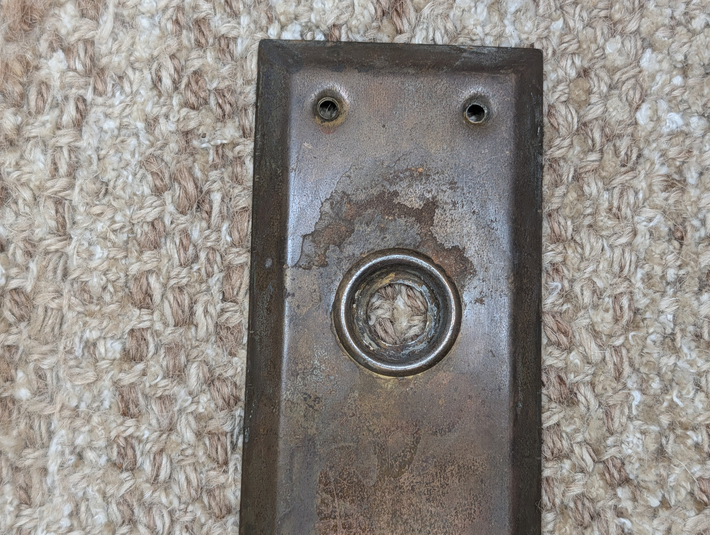 2 1/4" x 7" Antique Steel Door Knob Plate