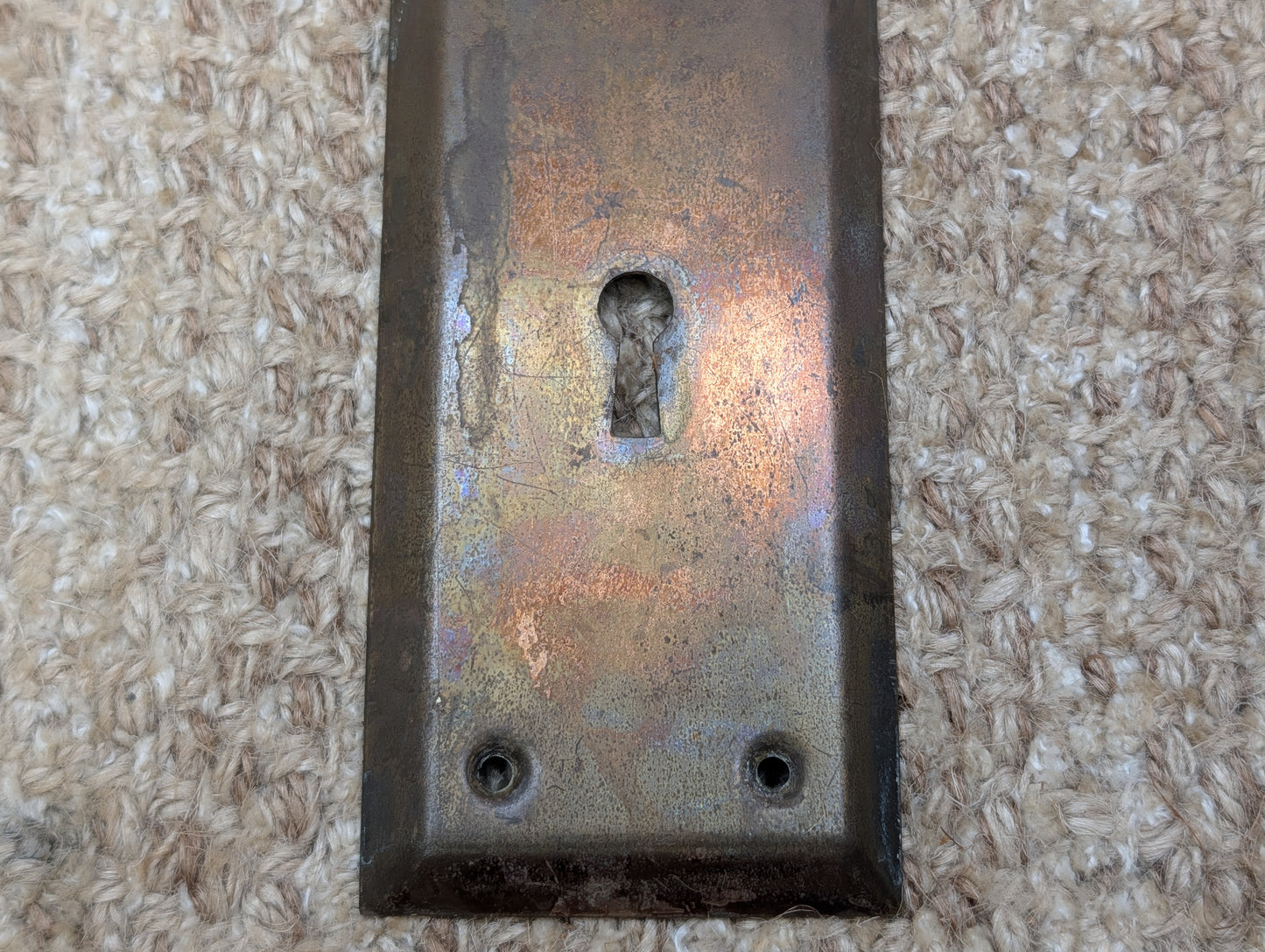 2 1/4" x 7" Antique Steel Door Knob Plate