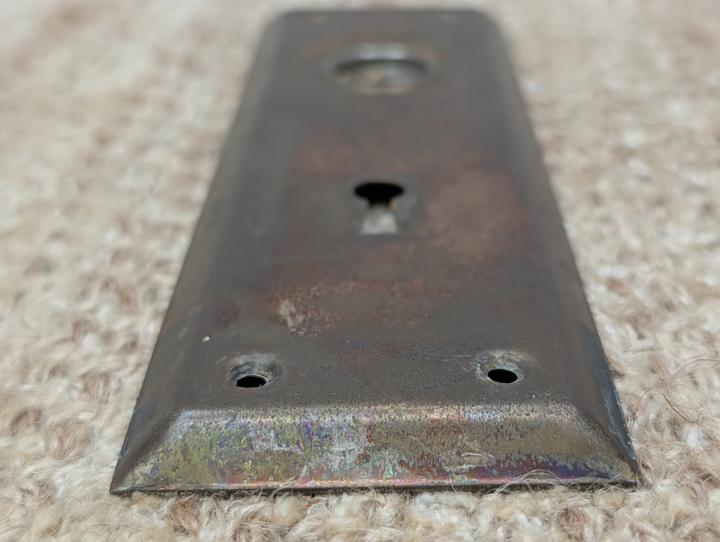 2 1/4" x 7" Antique Steel Door Knob Plate