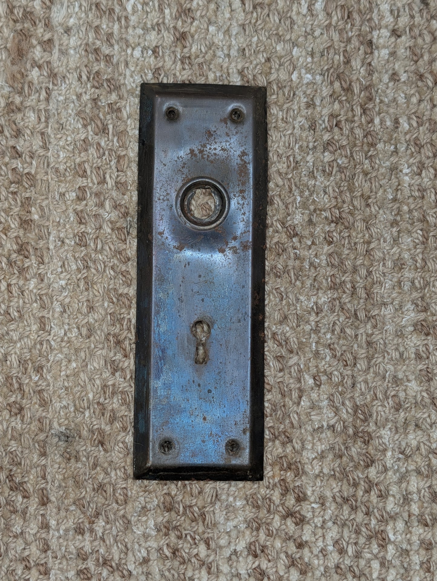 2 1/4" x 7" Antique Steel Door Knob Plate