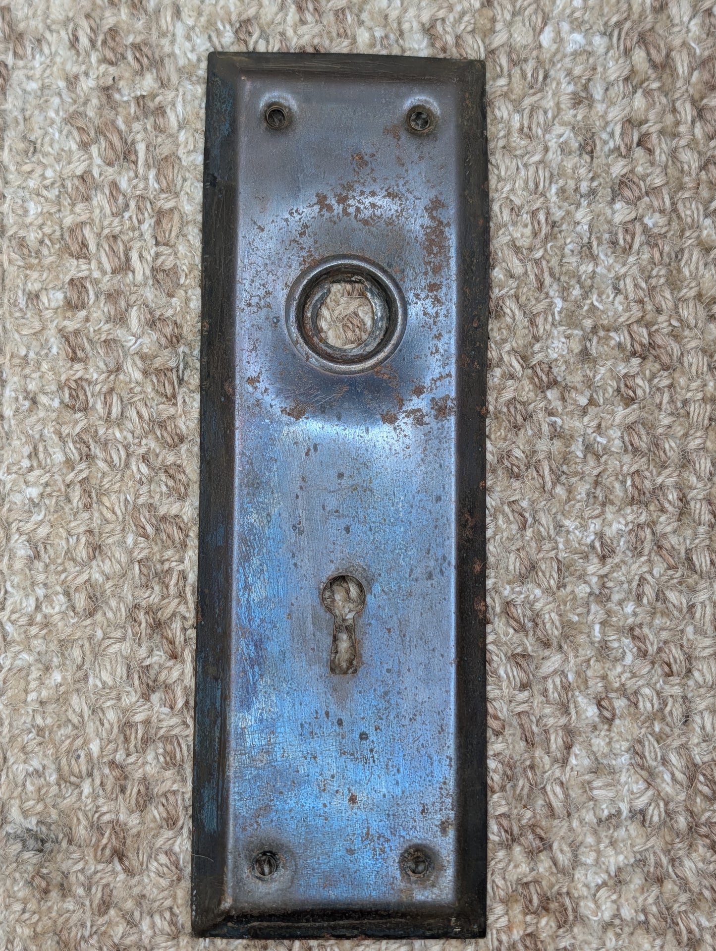 2 1/4" x 7" Antique Steel Door Knob Plate
