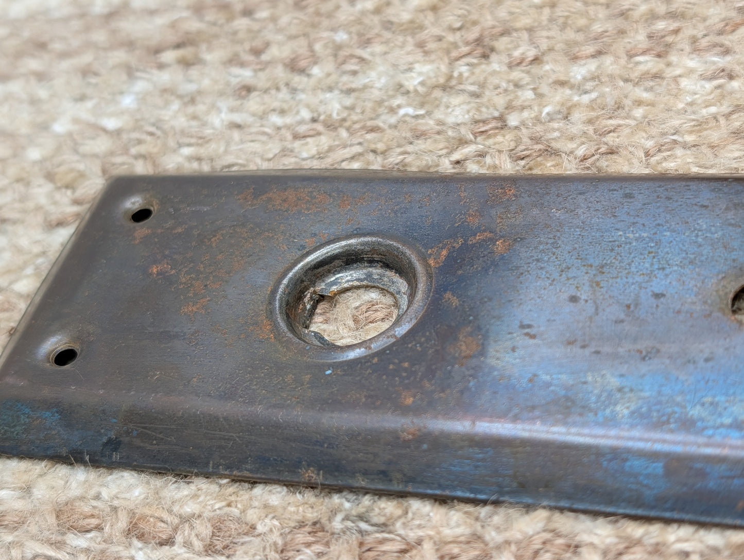 2 1/4" x 7" Antique Steel Door Knob Plate
