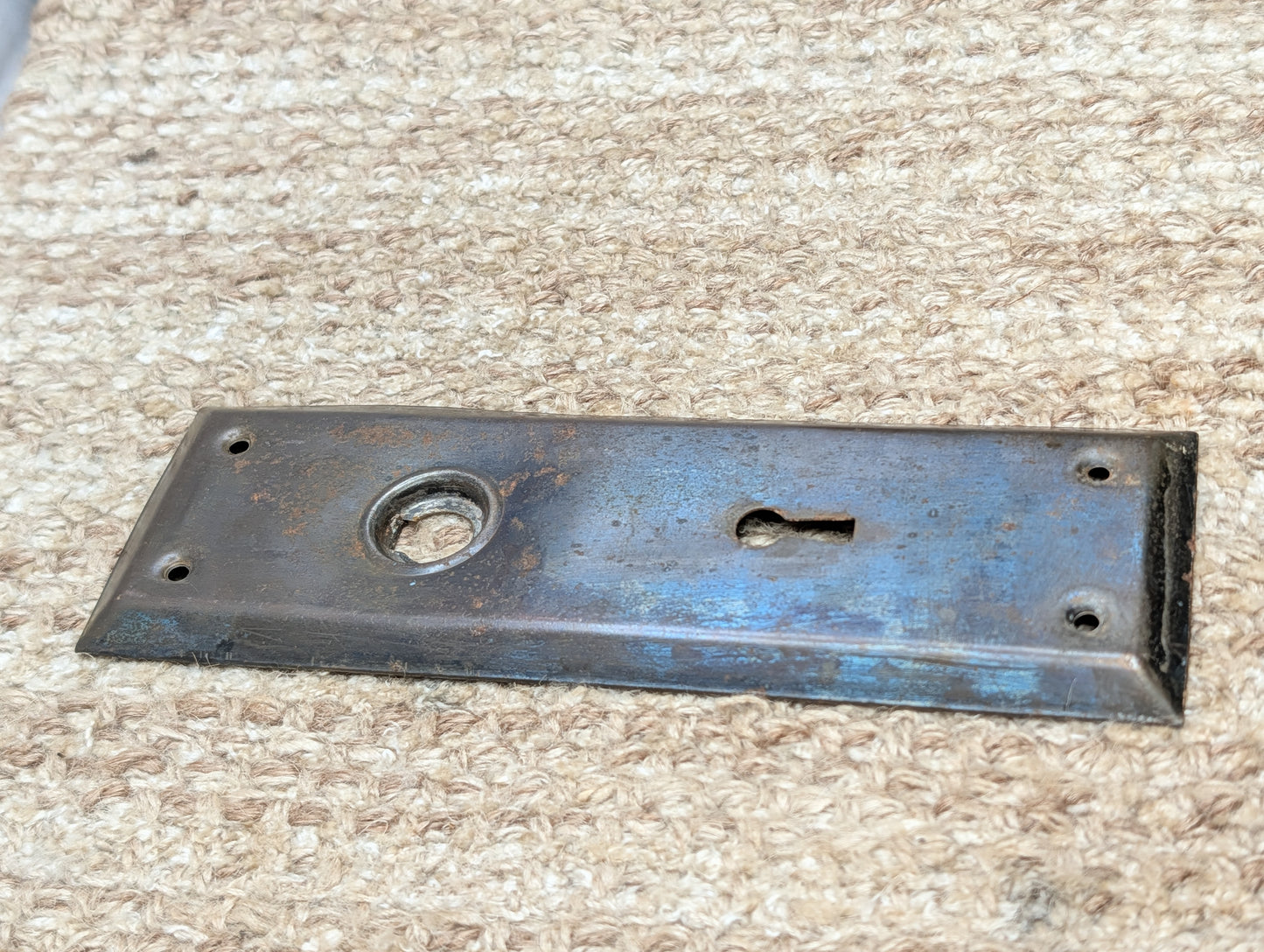 2 1/4" x 7" Antique Steel Door Knob Plate