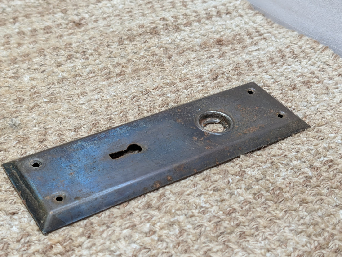 2 1/4" x 7" Antique Steel Door Knob Plate