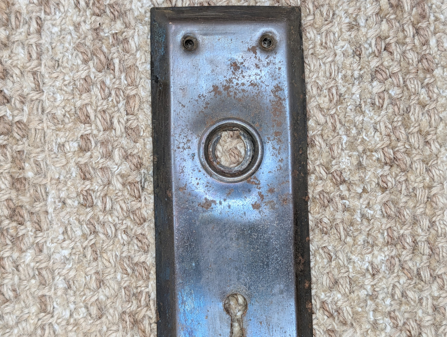 2 1/4" x 7" Antique Steel Door Knob Plate