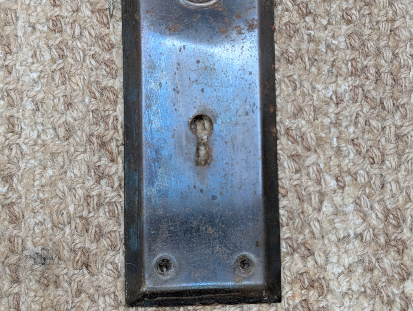 2 1/4" x 7" Antique Steel Door Knob Plate
