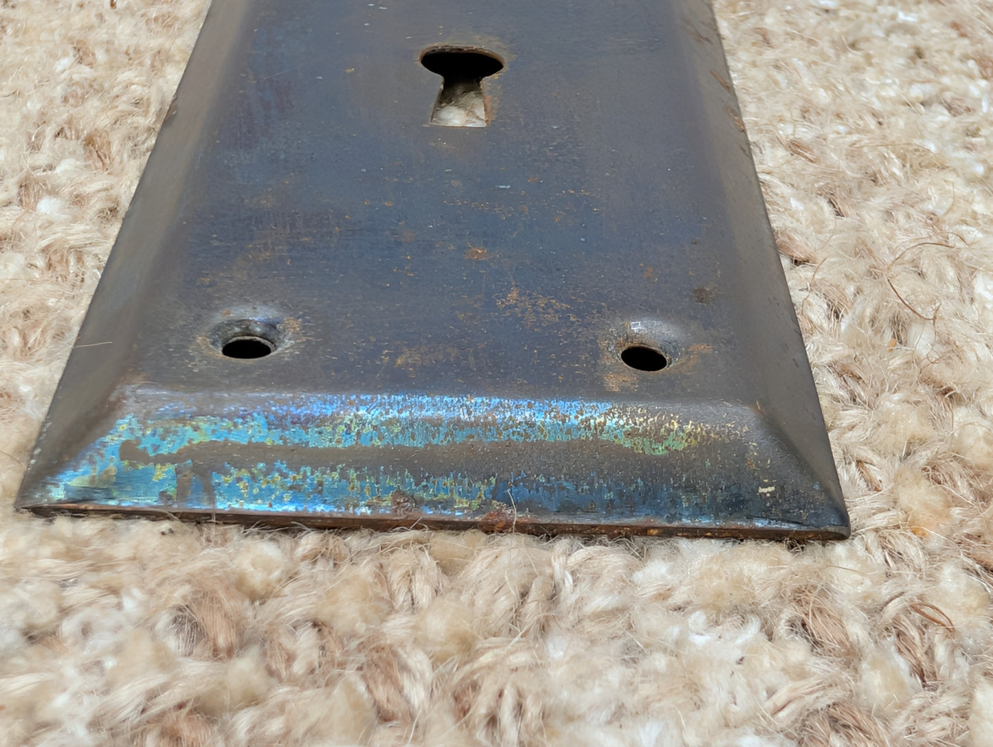 2 1/4" x 7" Antique Steel Door Knob Plate