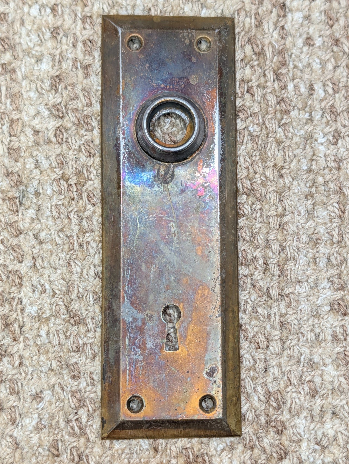 2 1/4" x 7" Antique Steel Door Knob Plate