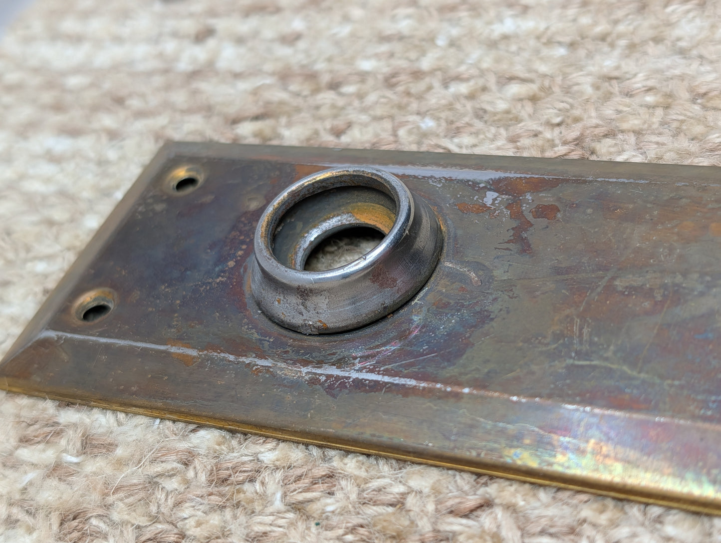 2 1/4" x 7" Antique Steel Door Knob Plate