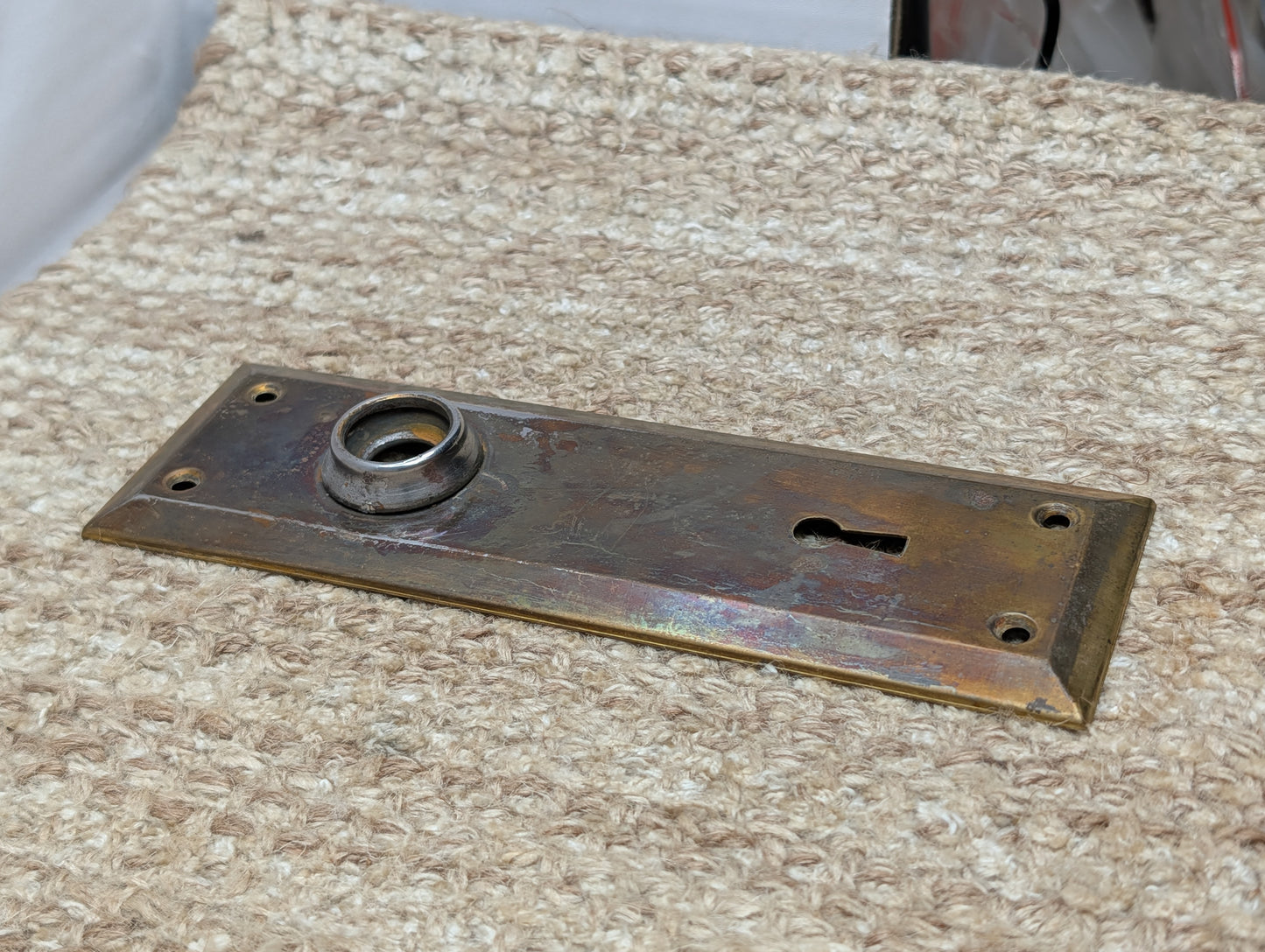 2 1/4" x 7" Antique Steel Door Knob Plate
