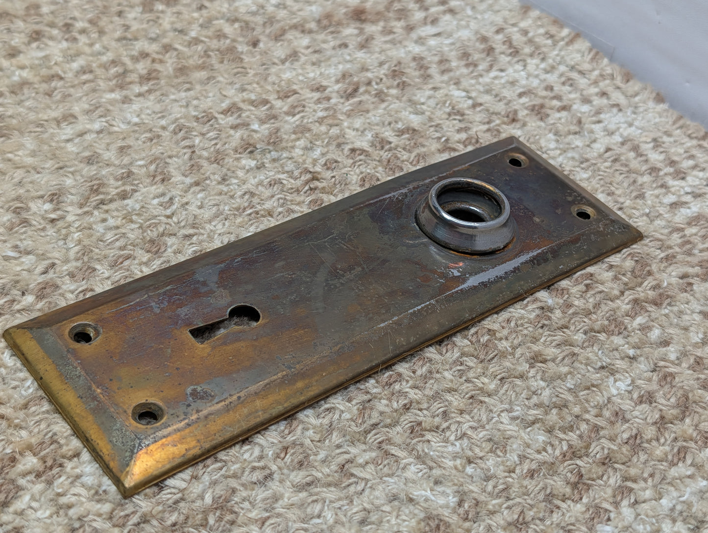 2 1/4" x 7" Antique Steel Door Knob Plate