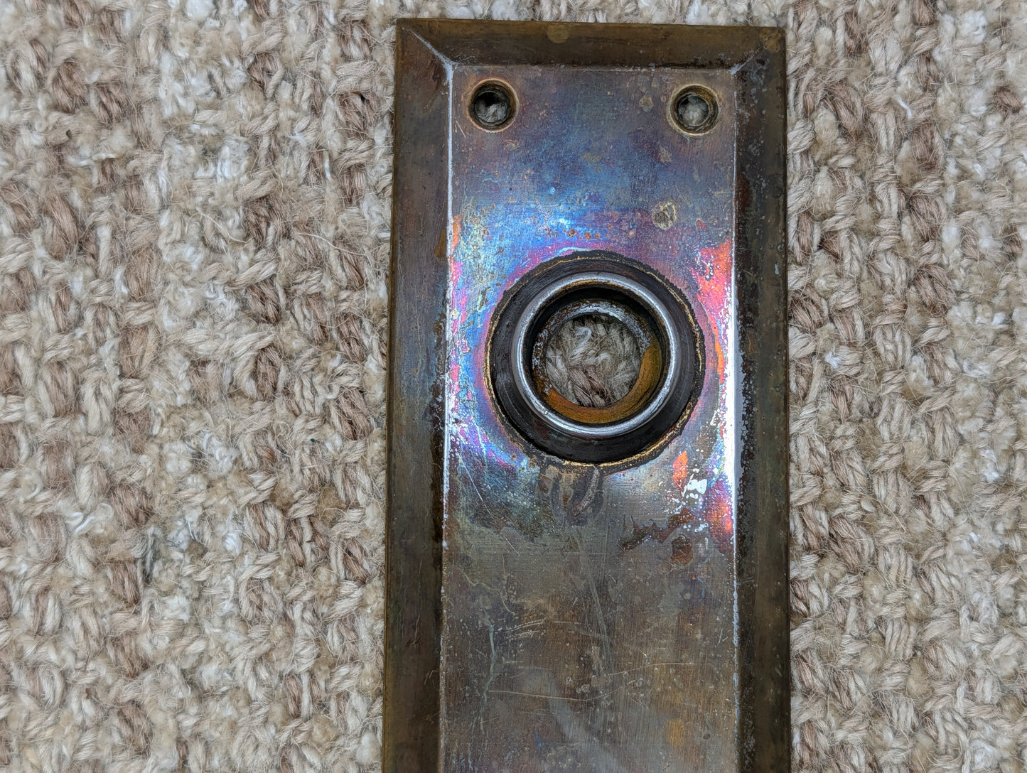 2 1/4" x 7" Antique Steel Door Knob Plate