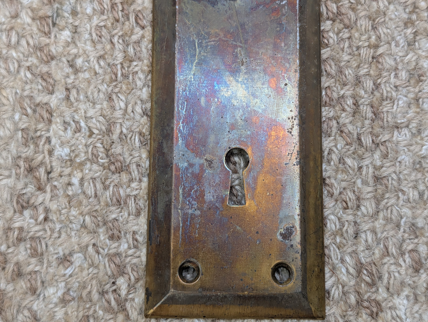 2 1/4" x 7" Antique Steel Door Knob Plate