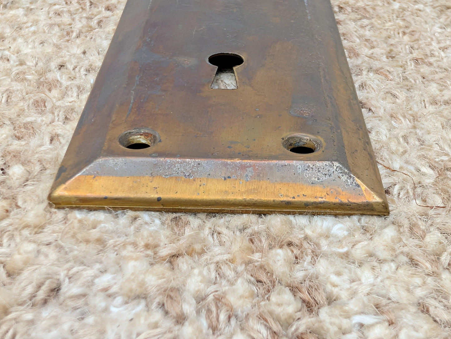 2 1/4" x 7" Antique Steel Door Knob Plate