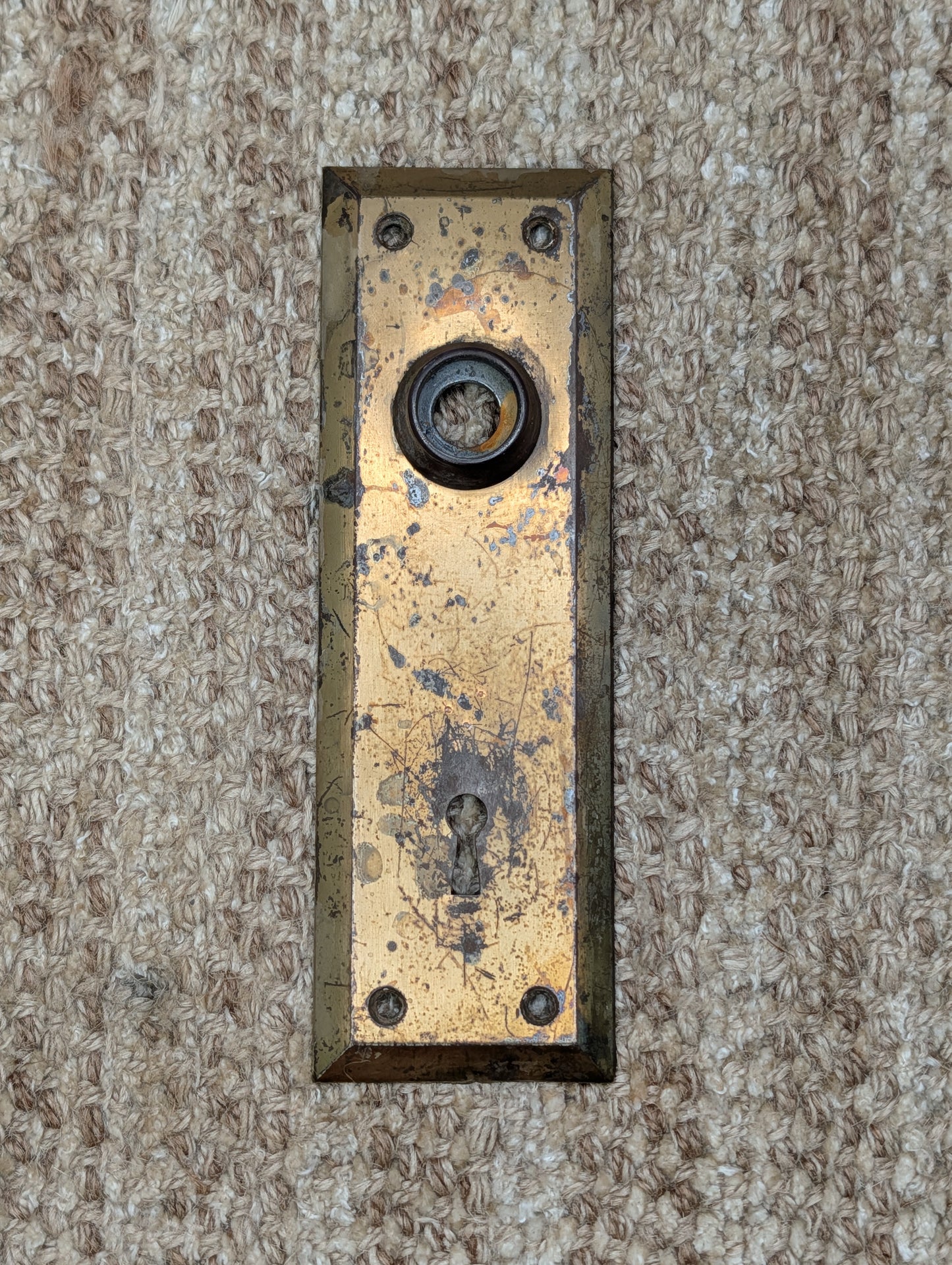 2 1/4" x 7" Antique Steel Door Knob Plate