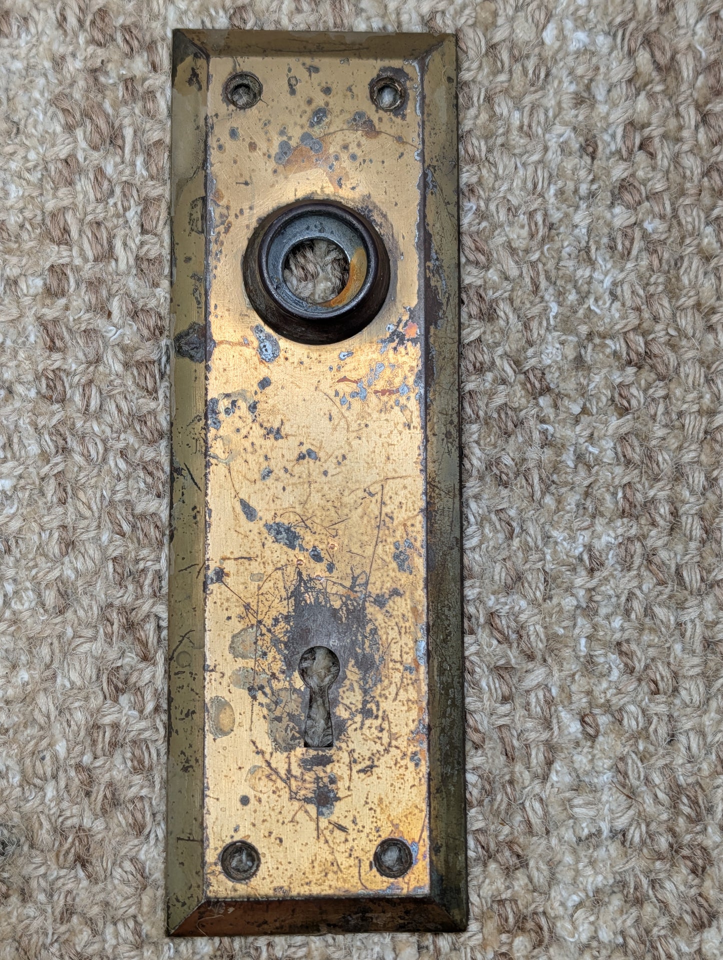 2 1/4" x 7" Antique Steel Door Knob Plate