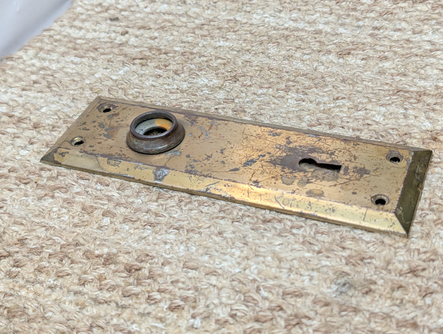 2 1/4" x 7" Antique Steel Door Knob Plate