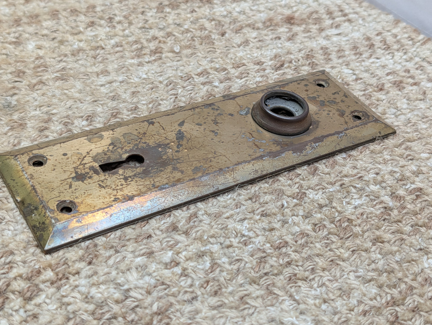 2 1/4" x 7" Antique Steel Door Knob Plate
