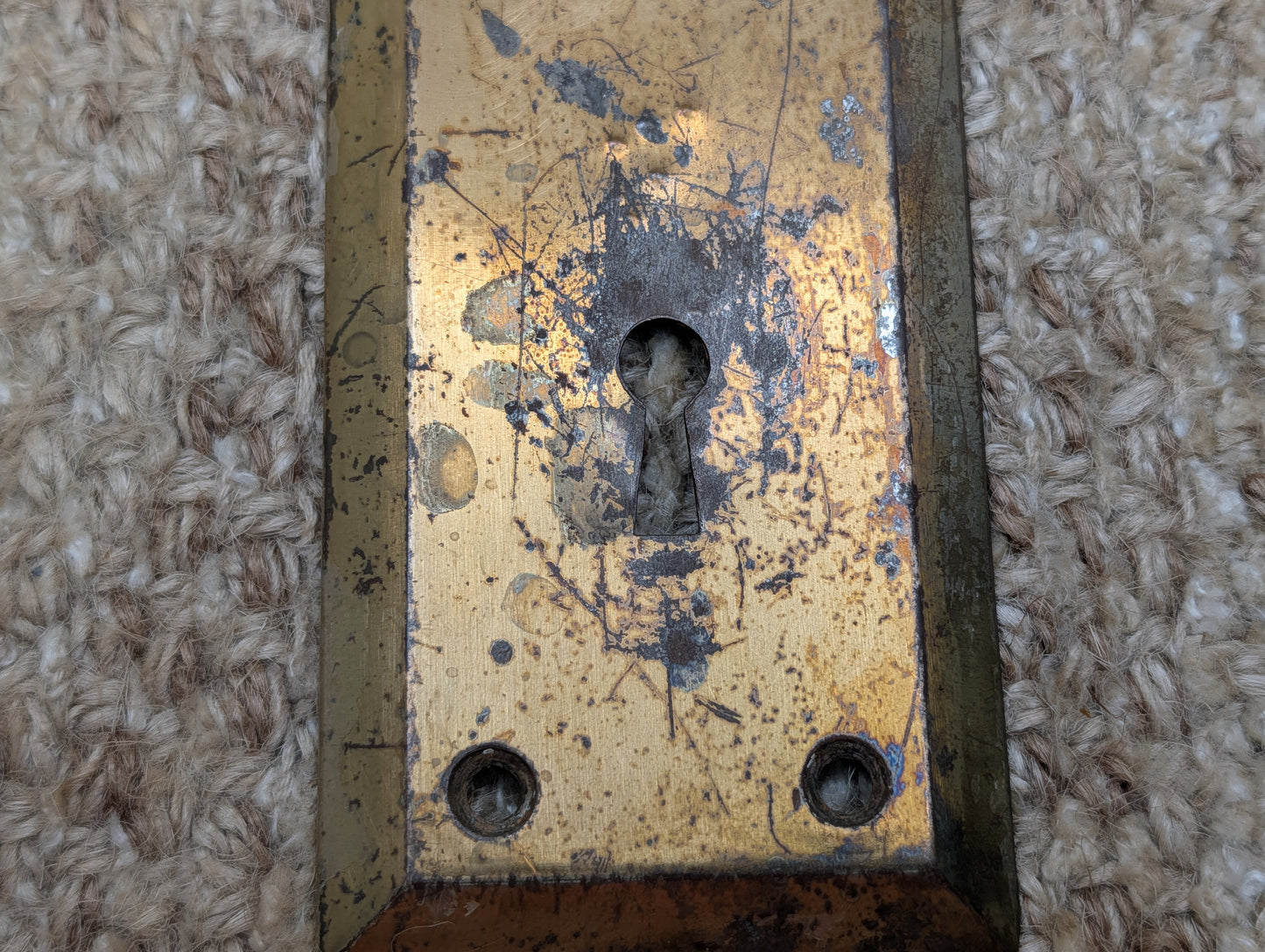 2 1/4" x 7" Antique Steel Door Knob Plate