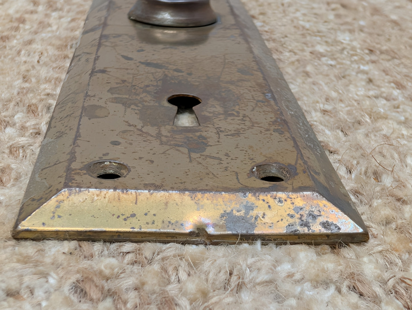 2 1/4" x 7" Antique Steel Door Knob Plate