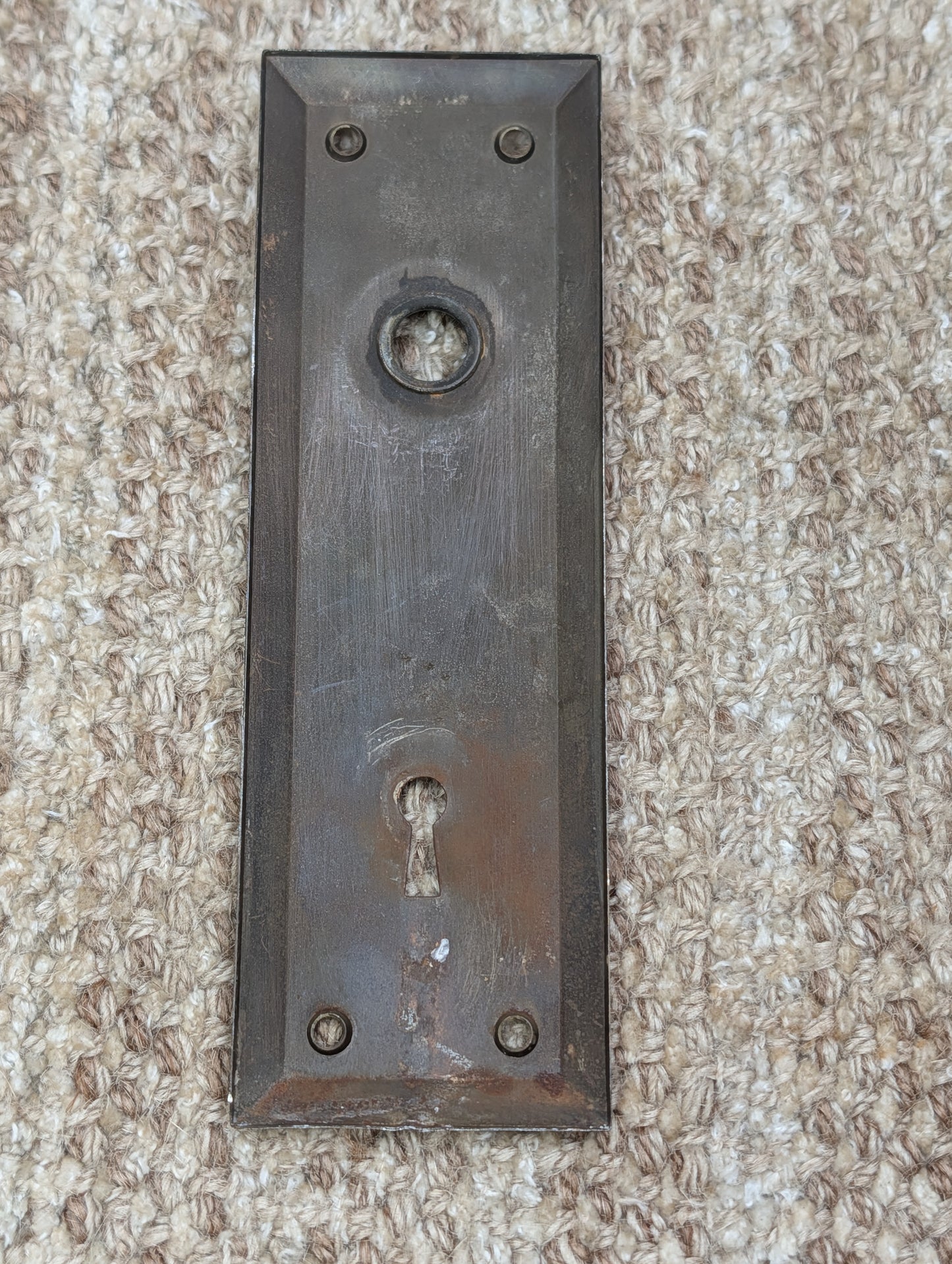 2 1/4" x 7" Antique Steel Door Knob Plate