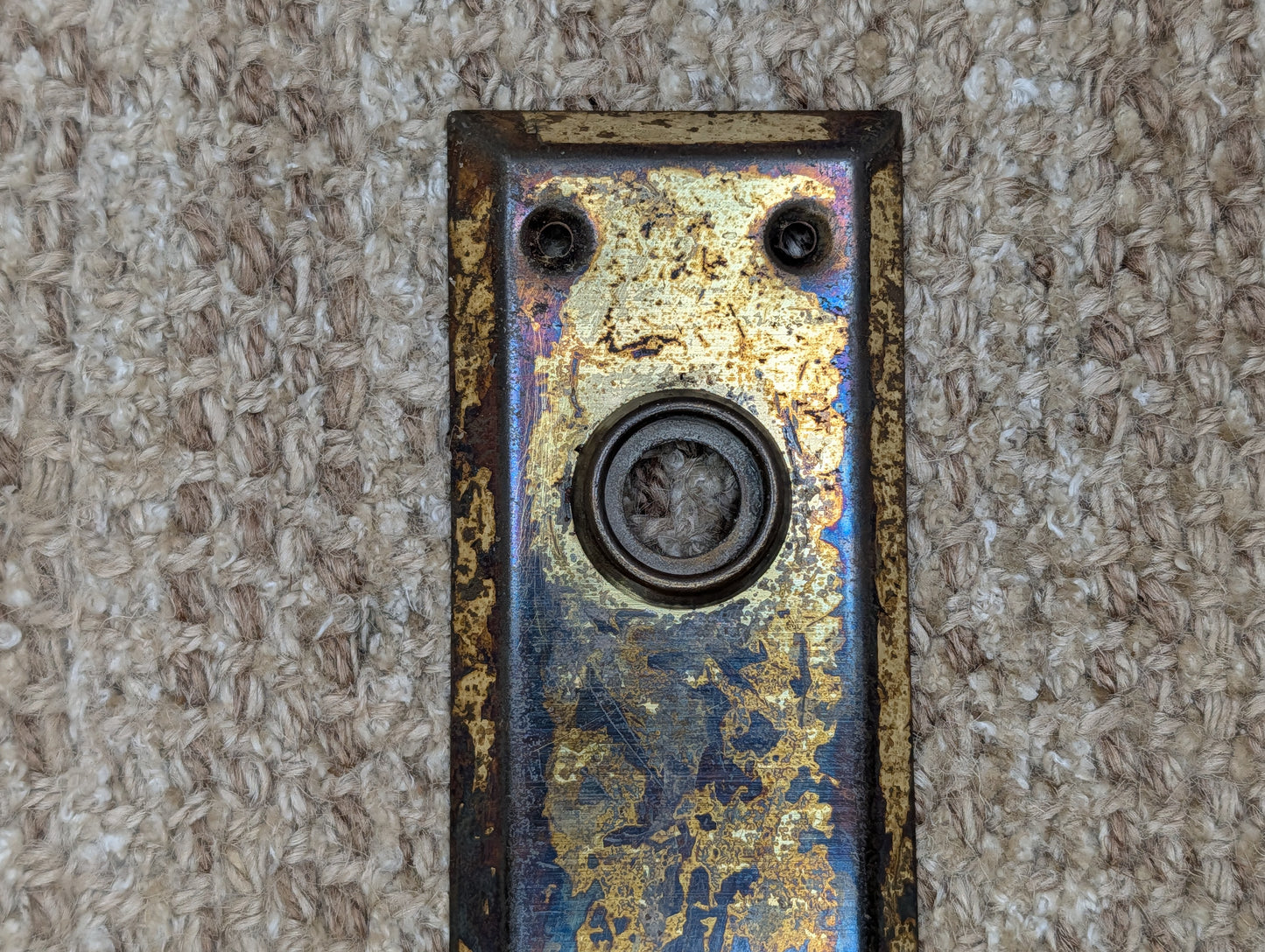 2 1/4" x 7 1/16" Antique Steel Door Knob Plate