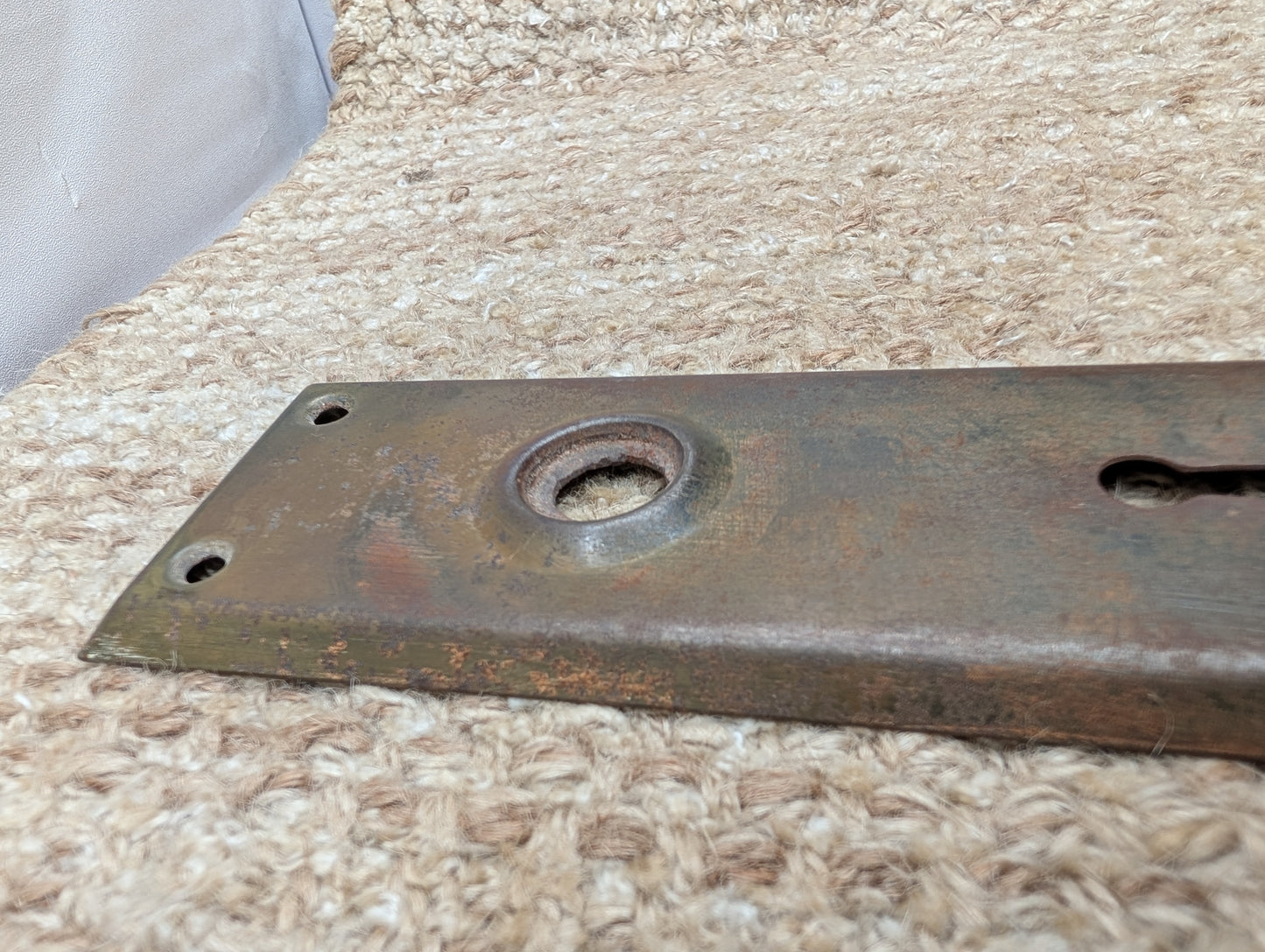 2 3/16" x 6 15/16" Antique Steel Door Knob Plate