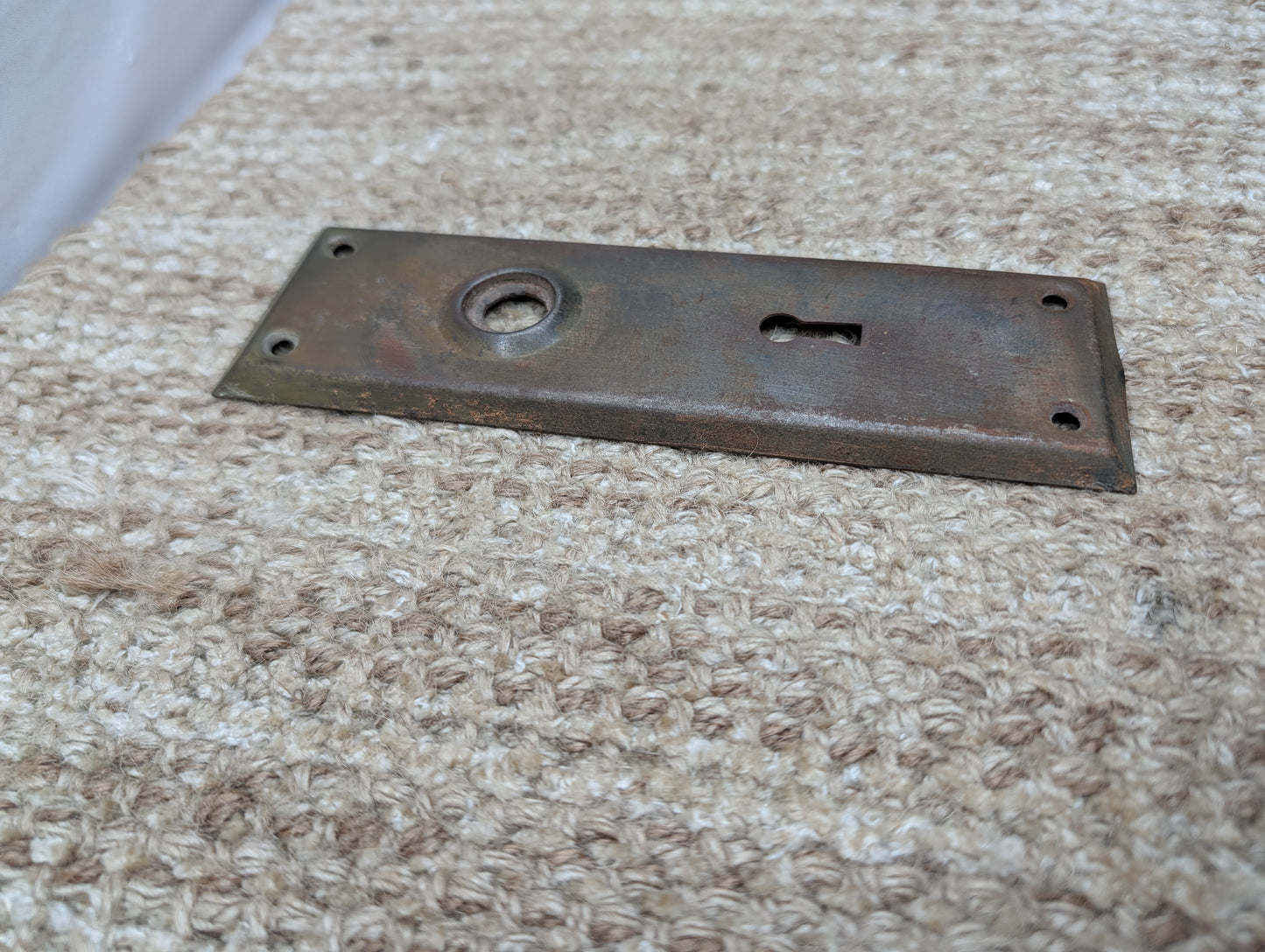 2 3/16" x 6 15/16" Antique Steel Door Knob Plate