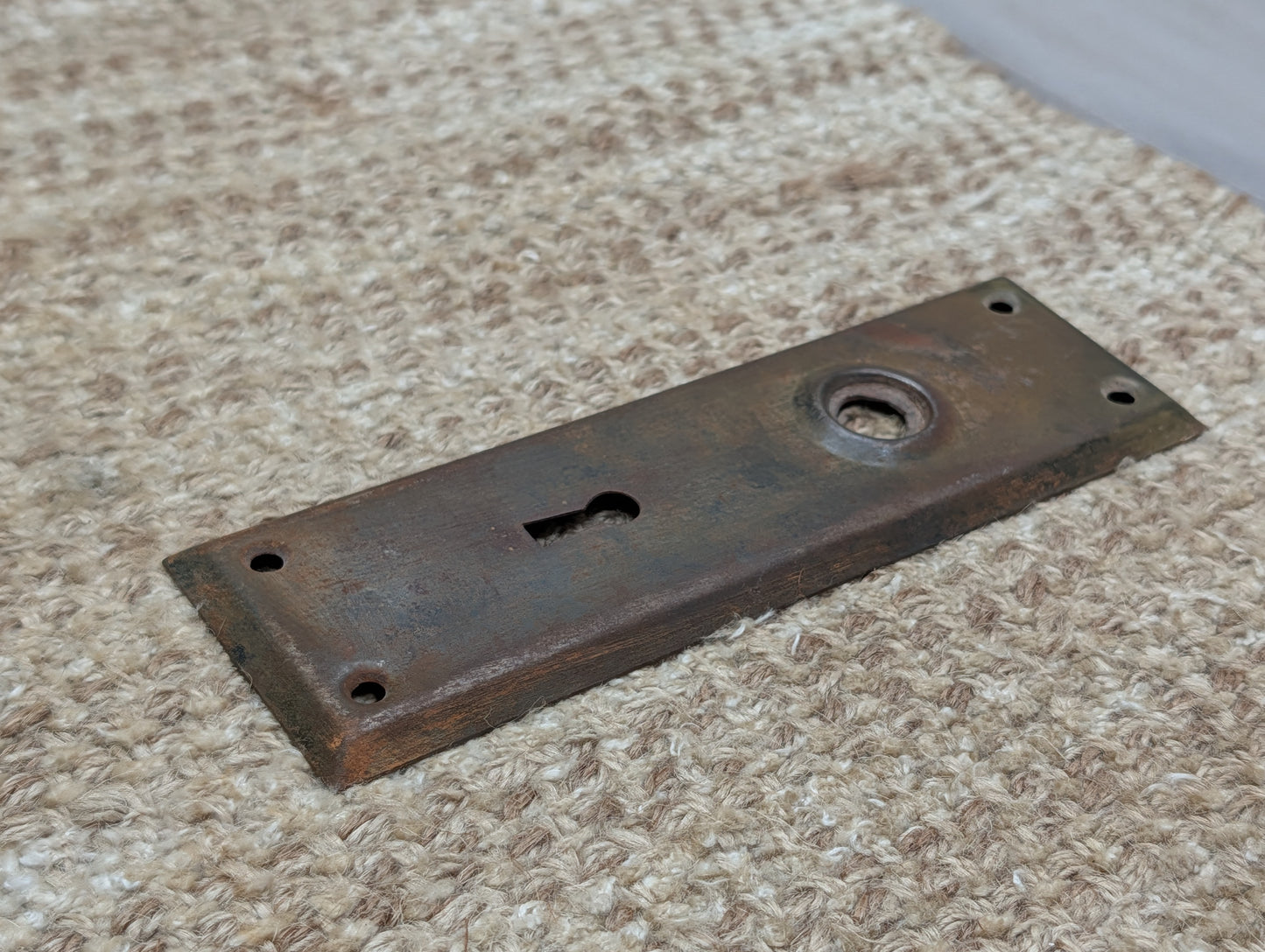 2 3/16" x 6 15/16" Antique Steel Door Knob Plate